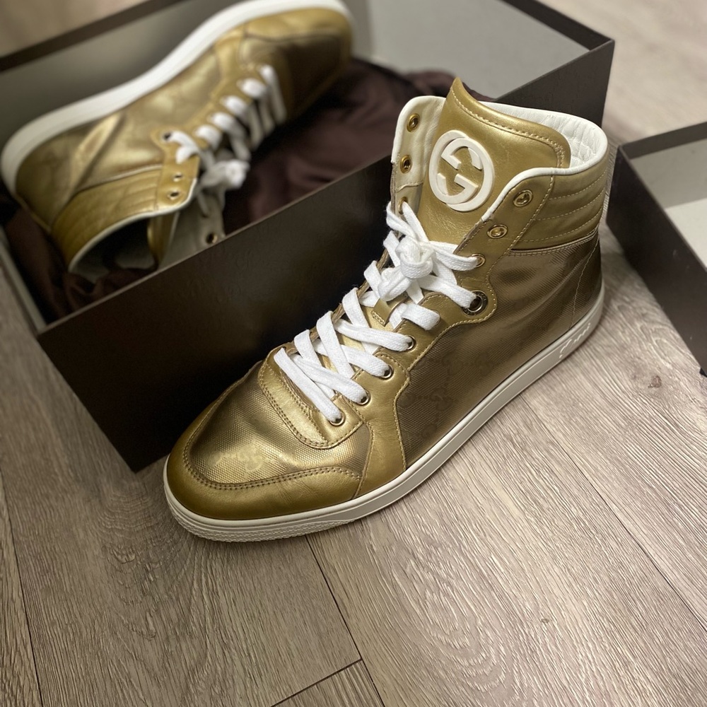 Gold an white original gucci highs tops